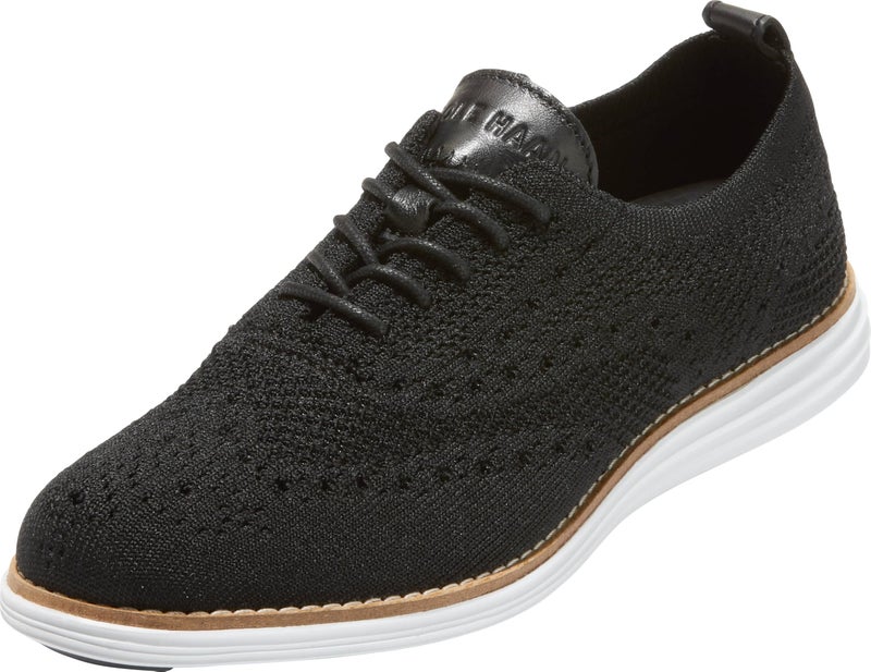Cole Haan womens Originalgrand Stitchlite Wingtip Oxford Flat, Black Knit/Optic White, 8 US